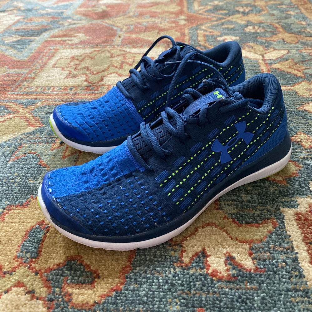Brand new Under Armour blue and green sneakers